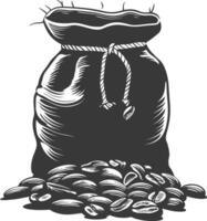 Silhouette sack of raw coffee beans black color only vector