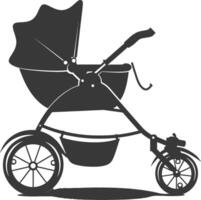 silhouette baby stroller black color only vector