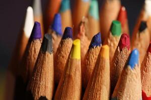 colorful pencils in close up photo