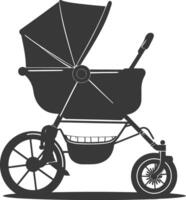 silhouette baby stroller black color only vector