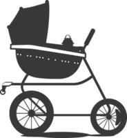 silhouette baby stroller black color only vector