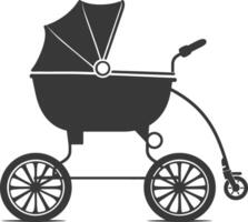 silhouette baby stroller black color only vector