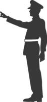 silhouette bellboy hotel in action full body black color only vector