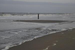 high tide line on the beach, separation between sea and beach photo