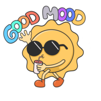 Groovy Good Mood Sun Illustration png