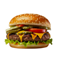 Appetizing hamburger on transparent background png