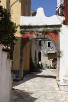 Old village with old houses on Corfu, Greece photo