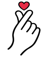 acortar Arte rojo mini corazón icono y mano con dedo corazón forma png