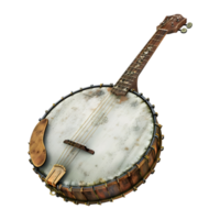 Traditional Banjo Music Instrument on Transparent Background png