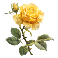 Yellow Rose Flower on Transparent Background png