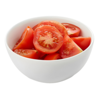 tranché tomates dans une bol sur transparent Contexte png