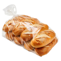 Brot im ein Plastik Tasche auf transparent Hintergrund png