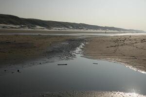 amazing, never seen it before, ice on the salt water and sand, beach, north sea,winter in the netherlands photo