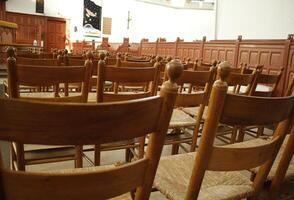 church inside, chairs, schagen, the netherlands photo