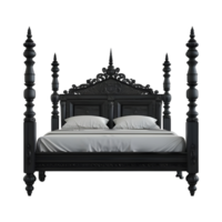 Black Vintage Bed on Transparent Background png