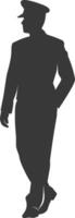 silhouette bellboy hotel in action full body black color only vector