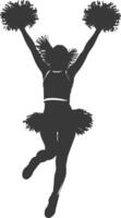 silhouette cheerleader in action full body black color only vector