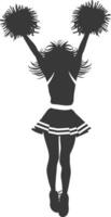 silhouette cheerleader in action full body black color only vector