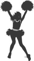 silhouette cheerleader in action full body black color only vector