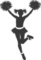 silhouette cheerleader in action full body black color only vector