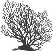 silhouette corals are marine invertebrate animal black color only vector