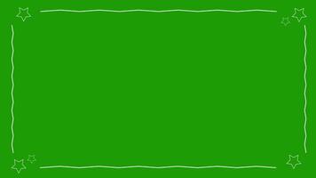 Thin White line Border with Twinkle Stars Motion Graphic Animation on Green Background video