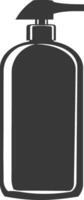 silhouette hand sanitizer bottle black color only vector