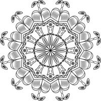 un negro y blanco mandala diseño con flores vector