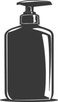 silueta mano desinfectante botella negro color solamente vector