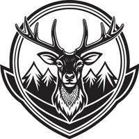 Hunting Deer Logo black and white illustration vector