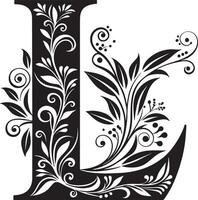 Decorative Alphabet illustration black and white illustration vector