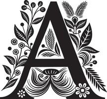 Decorative Alphabet illustration black and white illustration vector