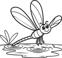 ilustración de un libélula negro y blanco vector