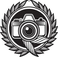 photography logo design black and white illustration vector