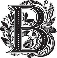 Decorative Alphabet illustration black and white illustration vector