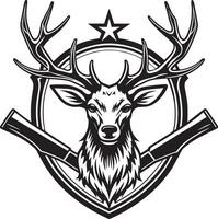 Hunting Deer Logo black and white illustration vector