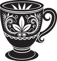 Decorative Coffe cup black and white illustration vector
