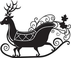 sleigh with reindeer illustration isolated on white background vector