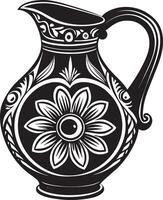 Decorative jug illustration black and white illustration vector