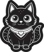 Cute pet sticker illustration black and white design vector