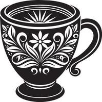 decorativo taza ilustración negro y blanco vector