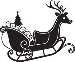 sleigh with reindeer illustration isolated on white background vector