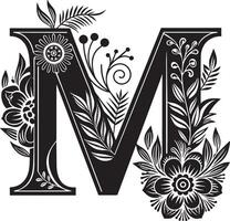 Decorative Alphabet illustration black and white illustration vector