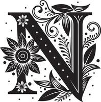 Decorative Alphabet illustration black and white illustration vector