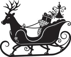 sleigh with reindeer illustration isolated on white background vector