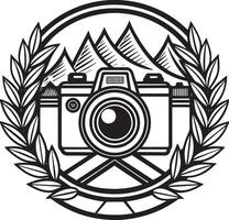 photography logo design black and white illustration vector