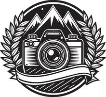 photography logo design black and white illustration vector