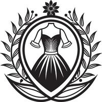 Fashion and dress logo design black and white illustration vector