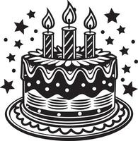 birthday cake with candles illustration isolated on white background vector