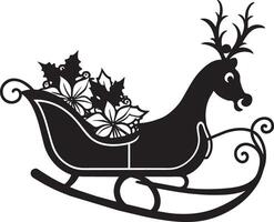 sleigh with reindeer illustration isolated on white background vector